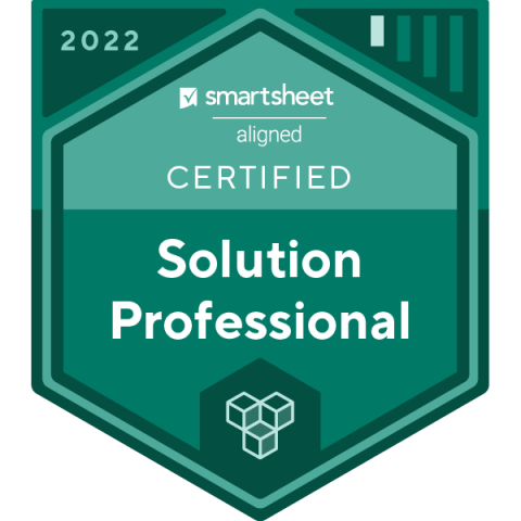 Smartsheet Aligned 認定ソリューションプロフェッショナルのバッジを獲得しました。 - Cloudsmart LLC