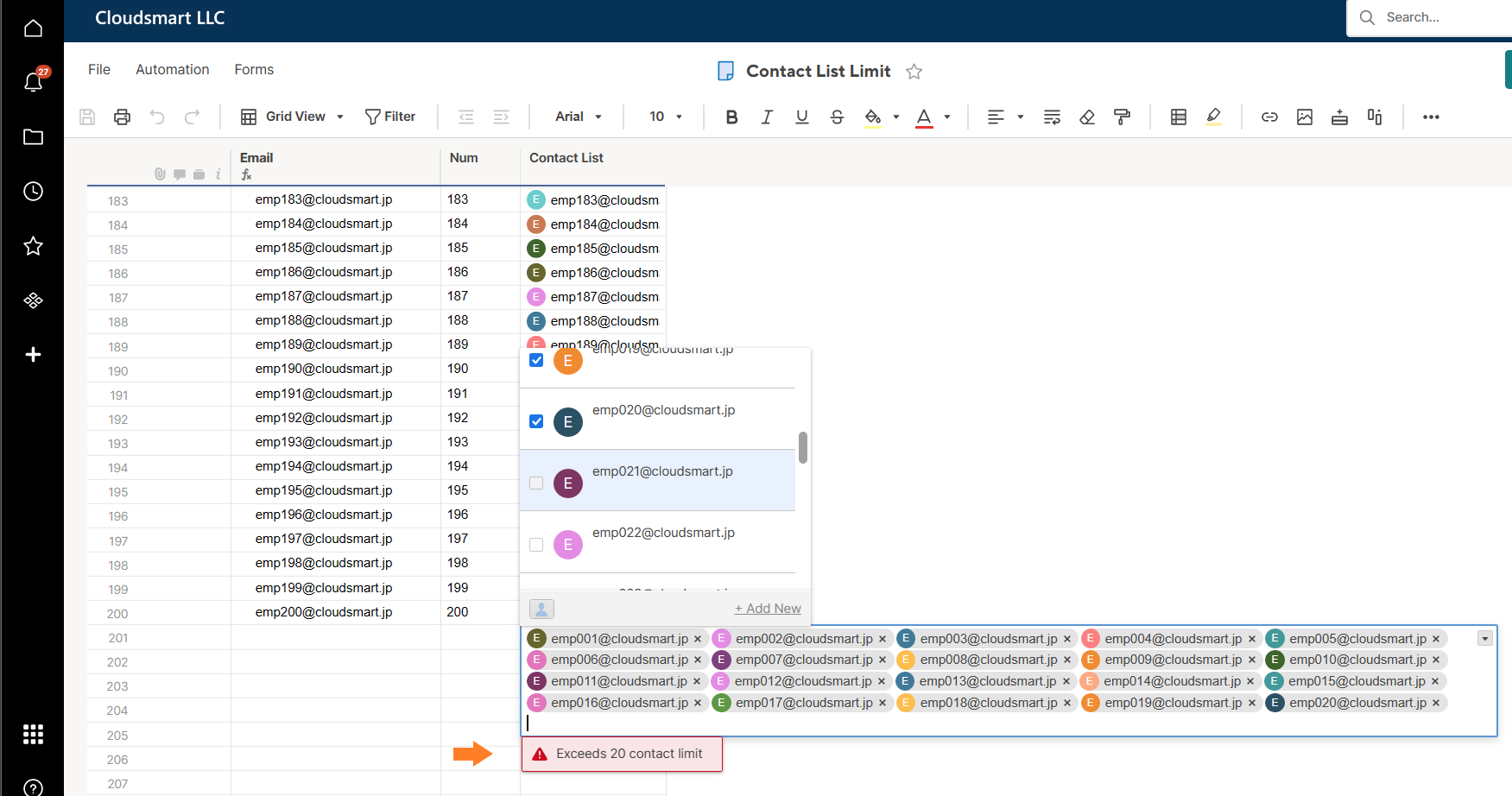 The “Preferred Contacts” in the “Contact List” column was capped at 50 ...